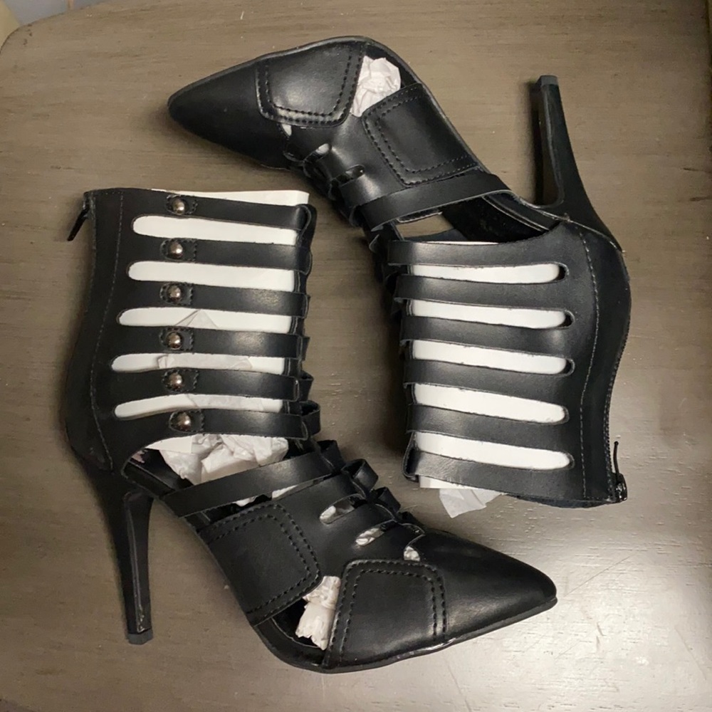 Black Caged Booties